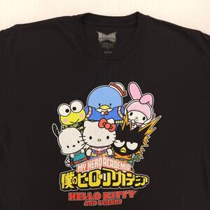 My Hero Academia Hello Kitty Anime Crew Neck Graphic T Shirt Mens Size L Black